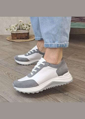 Кросівки жіночі комбіновані на шнурівці. Колір сірий, білий. 39 розмір Vasha para комбіновані демісезони (303931843)