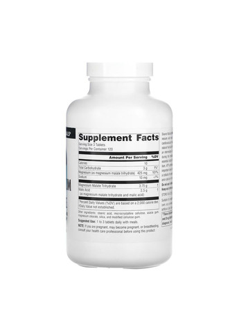 , малат магния, 360 таблеток (1250 мг в 1 таблетке) Source Naturals (362575178)
