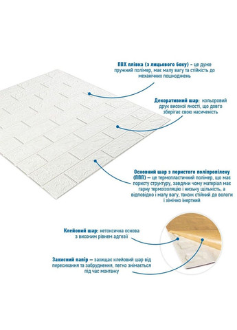 Панель стінова 3D 700х770х2мм Білий love-shopping Sticker Wall (354657484)