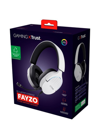 Гарнітура GXT 490 FAYZO 7.1 USB-A White (25302) Trust (327008048)
