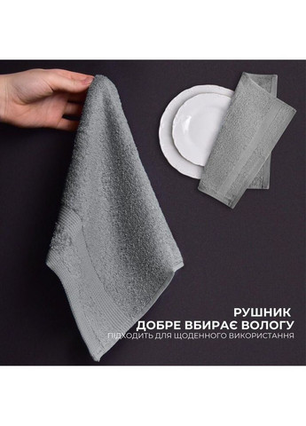 Набор полотенец 6 шт 30х30 см махровые пл 550 натуральный хлопок, салфетка, полотенце серое IDEIA (369165191)