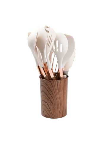 Набір кухонного приладдя з підставкою 11 штук коричневий TS Kitchen (334320661)