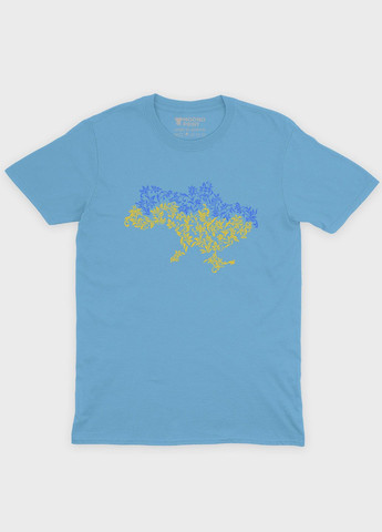 Голубая летняя женская футболка с патриотическим принтом карта украины (ts001-1-lbl-005-1-002-f) Modno
