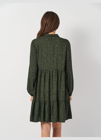 Зеленое кэжуал платье-рубашка в принт C&A однотонное