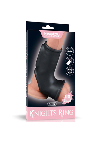 Насадка на пенис Vibrating Silk Knights Ring with Scrotum Sleeve Black Lovetoy (291443774)