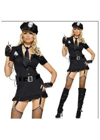 Сексуальный полицейский костюм для ролевых игр. Черный костюм полицейского универсального размера China (361442997)
