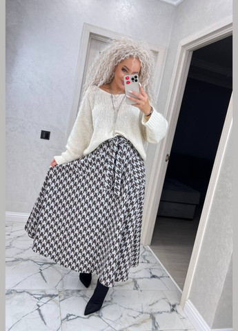 Черно-белая офисная, повседневная, кэжуал с узором гусиная лапка женская теплая длинная юбка макси в клетку с добавлением шерсти No Brand