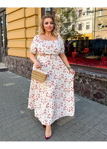 Молочное повседневный платье принтованный софт цветочный принт легкое и удобное ‼️замеры в описании‼️ с открытыми плечами DK/DL Мода без кордонів с цветочным принтом