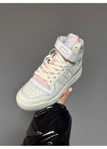 Розовые демисезонные кроссовки мужские adidas forum 84 high cream pink адидас форум 84 No Brand