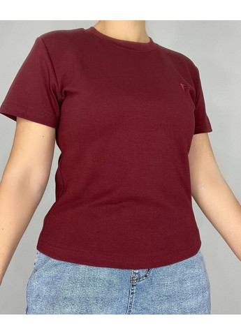 Футболка жіноча A-N 25197 вишивка літера F однотонна базова середня довжина one size No Brand - (321629874)