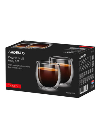 Набір склянок із подвійними стінками низьких AR2612BR 120 мл 2 шт Ardesto (364106265)