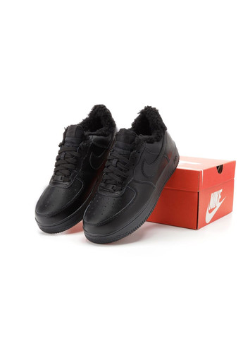 Кросівки зимові жіночі і чоловічі Nike Air Force 1 winter low black fur | Найк Аір Форс 1 низькі чорні з хутром No Brand чорні зими (309006063)