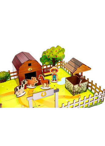 Конструктор Puz-00957 "Веселий фермер" 3D, дерев'яний, в коробці р.59х40х25 см PuzzleOK (362490317)