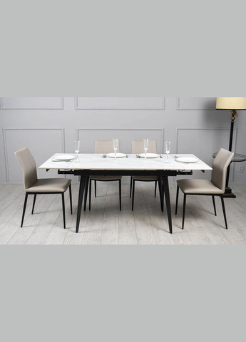 Стіл Клайд обідній розкладний 1200/1780х800х750 мат білі ноги Prestol (356683745)