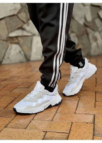 Белые демисезонные кроссовки мужские adidas ozweego adiprene pride white beige black адидас озвиго белые No Brand