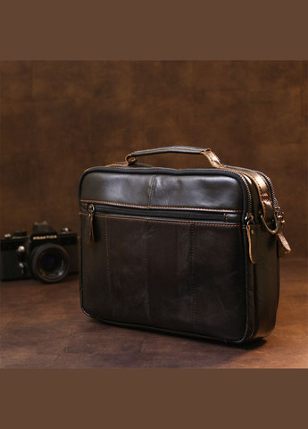 Шкіряна сумка крос боді чоловіча месенджер через плече чорна 20469 Vintage (329197923)