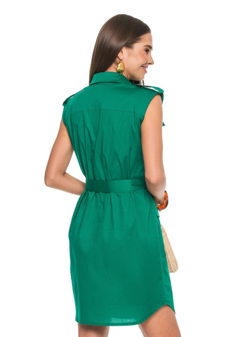 Зеленое летнее хлопковое платье «сафари» SVTR