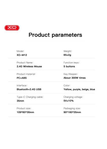 Мышка (M12 Blue) XO M12 Wireless Transparent/Blue (366692847)