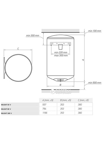 Бойлер BILIGHT 100 V TESY (368585701)