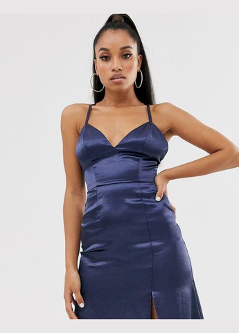 Синее платье макси вечернее со шлейфом club l Asos