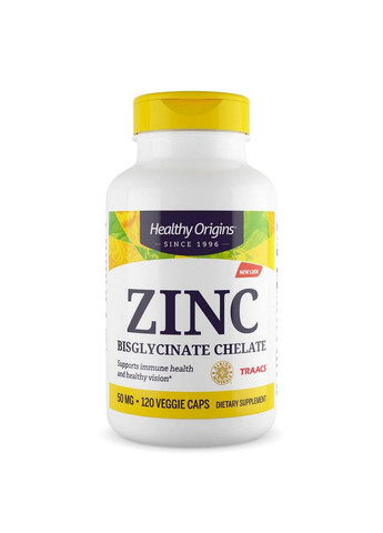 Витамины и минералы Zinc Bisglycinate Chelate 50 mg, 120 вегакапсул Healthy Origins (293339409)