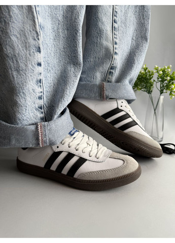 КРОСІВКИ ЖІНОЧІ ADIDAS SAMBA WHITE BLACK GUM АДІДАС САМБА No Brand чорні демісезони (367169009)