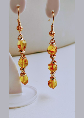 Сережки 2486 з натурального бурштину Медовий відтінок MINOV (311310490)