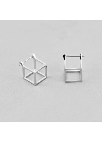Срібні сережки без вставок Куб UMAX (290049685)