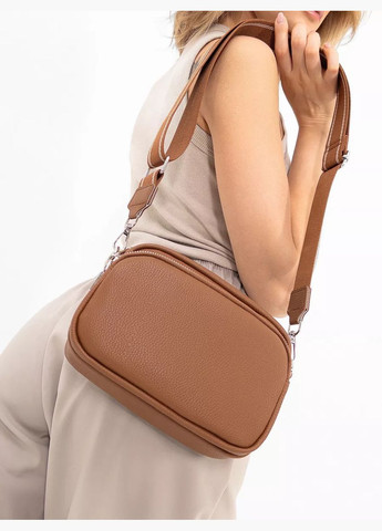 Жіноча класична сумка крос-боді на ремінці на три відділи коричнева No Brand (296008239)