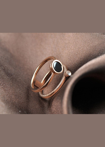 Жіноче стильне кільце подвійне декор цирконій вставка чорна акрилова медична сталь ( ) Xuping Jewelry (330618919)