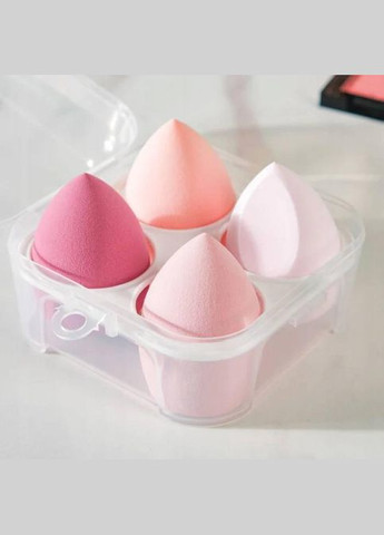 Набір спонжів для макіяжу у пластиковому футлярі 4 шт Рожевий No Brand (306554396)
