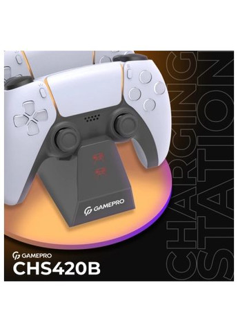 Зарядний пристрій (CHS420B) GAMEPRO CHS420B Для геймпадів DualSense PS5 Black (370020112)