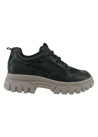 Черные всесезонные женские кроссовки черные кожаные l-11-8r 23 см(р) Lonza
