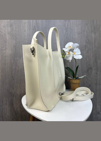 Женская сумка на плечо с одним отделением и молнией из экокожи молочного цвета (sku_1023) No Brand (330576201)