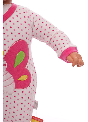 Рожевий зимній чоловічок з шапочкою для дівчинки велюр з метеликом рожевий 56 см (29913) BABYKROHA