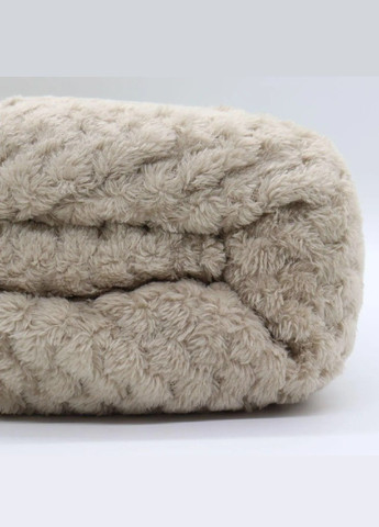 Двоспальний плюшевий плед покривало ковдра з геометричним візерунком на ліжко диван 150x200 см (480772-Prob) Бежевий Unbranded (342230060)