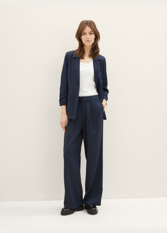 Синий женский пиджак Tom Tailor однотонный - демисезонный