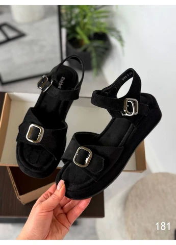 Черные стильные босоножки No Brand