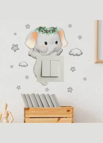 Наклейка на вимикач та розетку в дитячу Слоник No Brand (335029563)