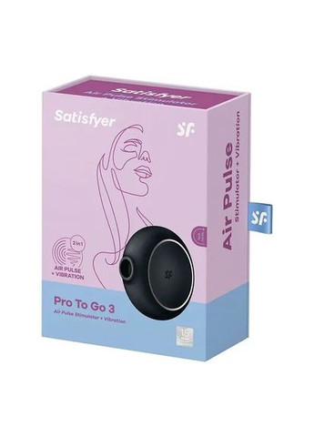 Вакуумний стимулятор із вібрацією Pro To Go 3 Black Satisfyer (366875996)