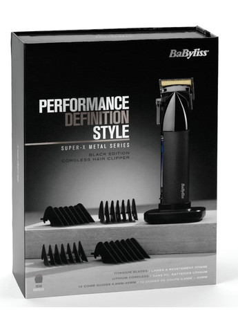 Машинка для стрижки SuperX Metal Series, акум., насадок-12, сталь с графитовым покрытием, черно-серебристый BaByliss (314834410)