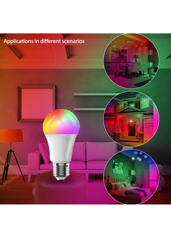 Уценка Светодиодная RGB лампочка Smart bulb light 2pcs with Bluetooth E27 with app Epik (291881192)