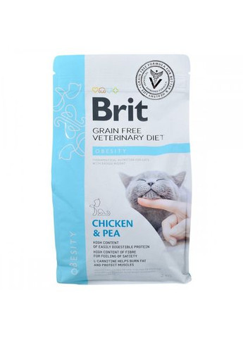 Сухой корм GF VetDiet Cat Obesity для кошек, при лишнем весе и ожирении, с курицей и горохом, 2 кг Brit (322874781)