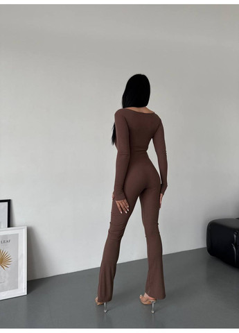 Комбинезон женский KaraMix комбинезон-брюки однотонный коричневый повседневный