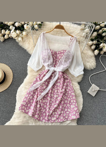 Жіночий рожевий сарафан з накидкою No Brand (335076368)