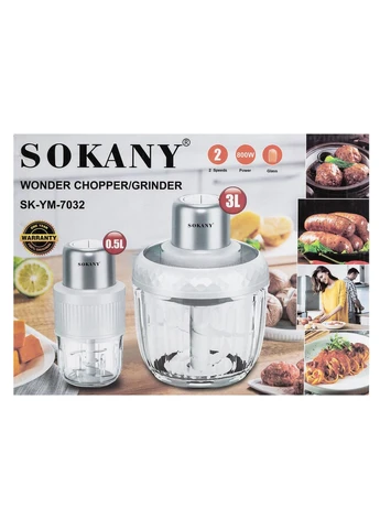 Чопер подрібнювач SKYM7032B 2в1 з чашами 0.5 і 1,5 літри 800 Вт Sokany (390502087)