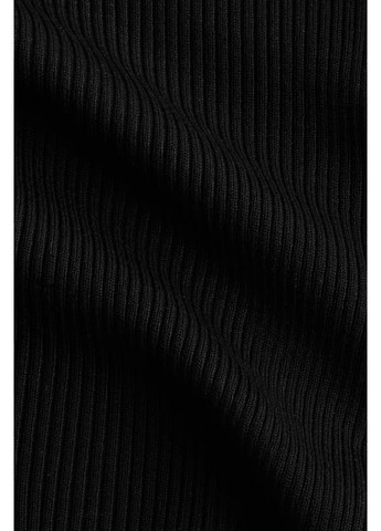 Чорний демісезонний приталений жіночий чорний светр-топ із відкритими плечима з м'якої ребристої в'язки,розмір xxs H&M