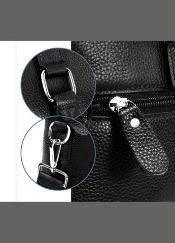 Чоловіча шкіряна сумка для документів чорна ділова | Чоловічий діловий портфель А4 натуральна шкіра для роботи No Brand (334731033)