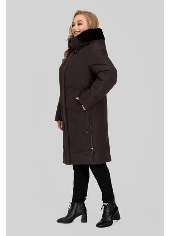 Коричневе зимнє Пальто жіноче Евеліна з капюшоном та кишенями All Posa (ap102620p) A'll Posa