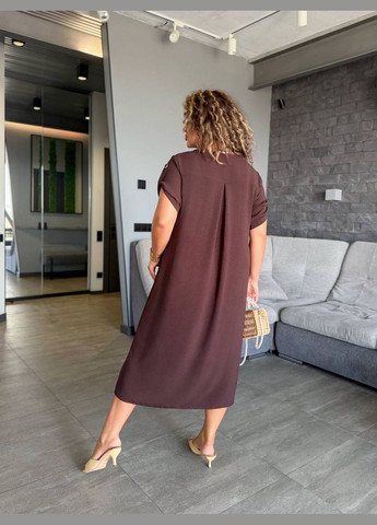 Темно-коричнева повсякденний, кежуал жіноча сукня літня Style Point однотонна